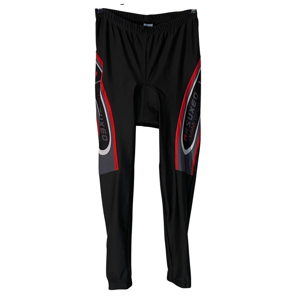 Arsuxeo Team Group Mens Padded Cycling Tights Black Red Bicycle Pants 2XL New